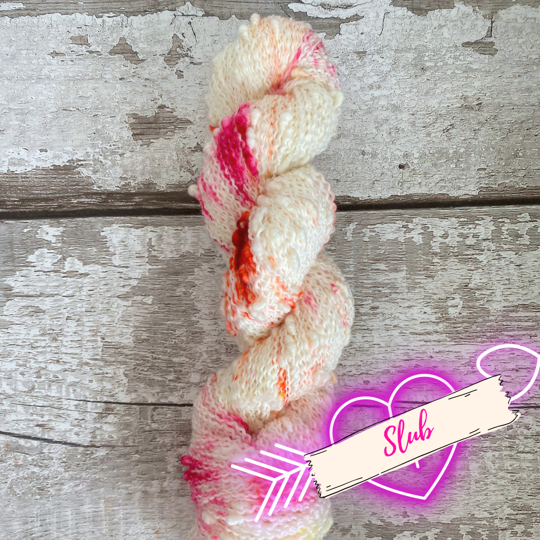 Hand Dyed Yarn 4ply Merino Nylon Slub Stupid Cupid
