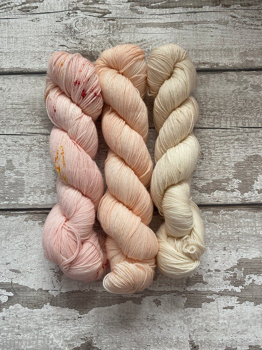 3 Skein Colour Pop Kit 100% Merino -Pink Silk Chemise
