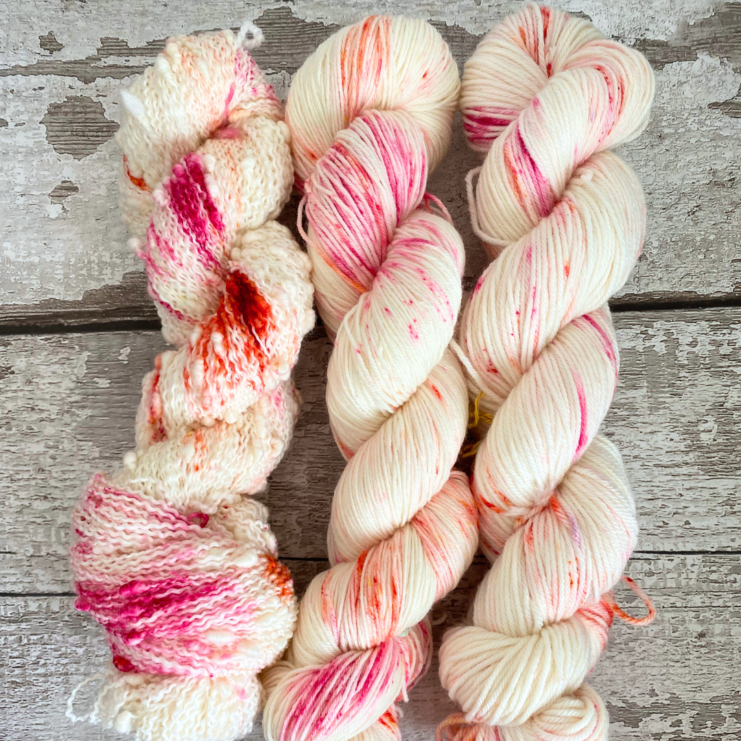 Hand Dyed Yarn 4ply Merino Nylon Slub Stupid Cupid