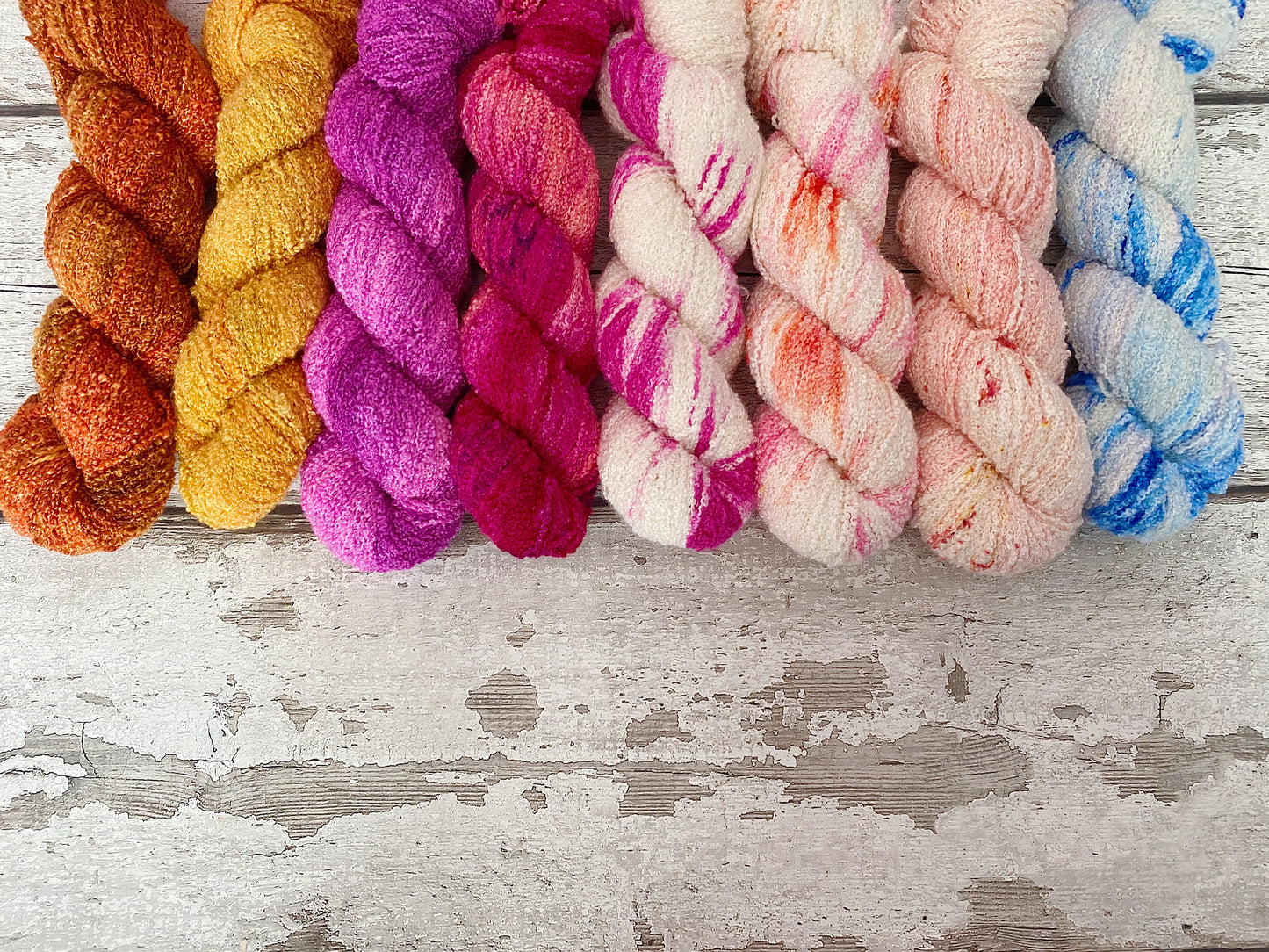 Hand Dyed Yarn Boucle Silk 4ply Angelique