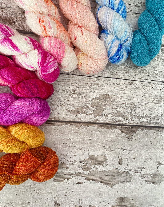 Hand Dyed Yarn Boucle Silk 4ply Angelique