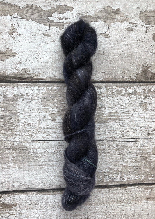 Hand Dyed Yarn Lace Suri Alpaca Yarn Carbon