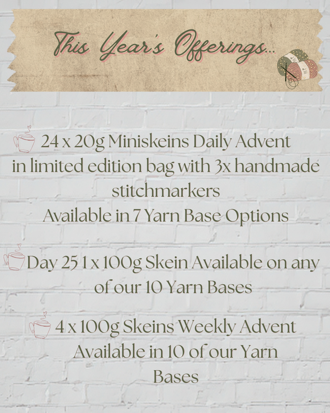 Advent 2026 Christmas at the Knit Café Advent 24 x MINISKEINS