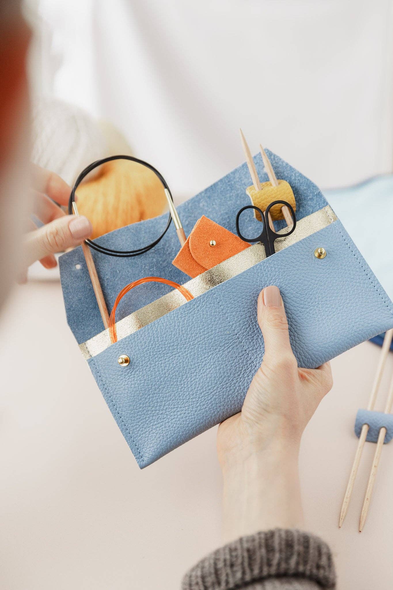 Leather Maxi Notions Pouch