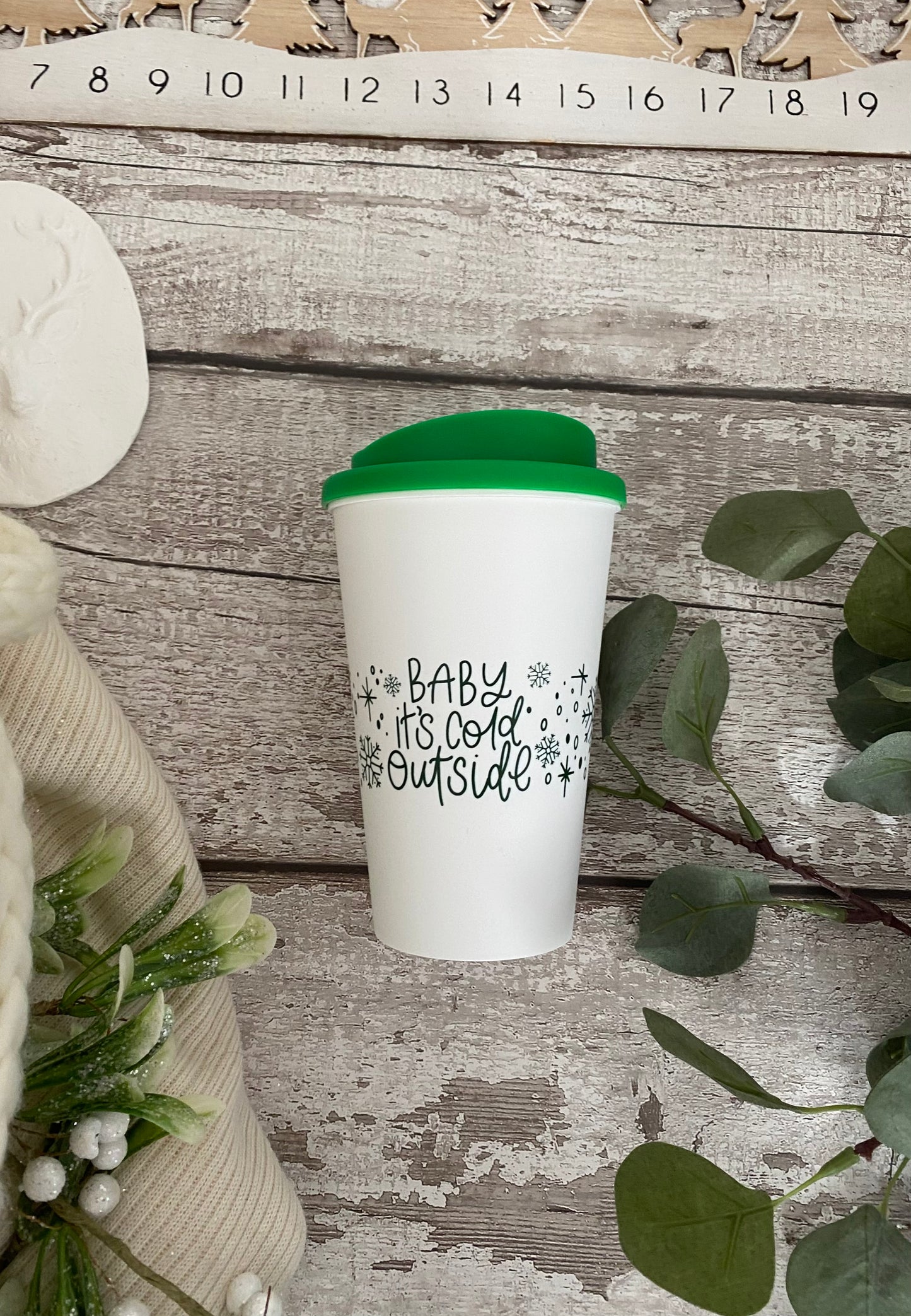 Christmas Miniskein Filled Hand Printed Travel Mug