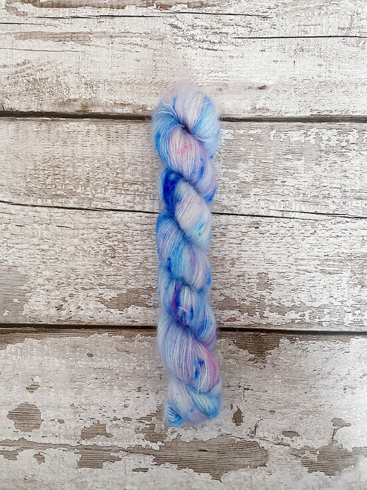 Hand Dyed Yarn Mohair Lace Sugar, Butter, Flour.