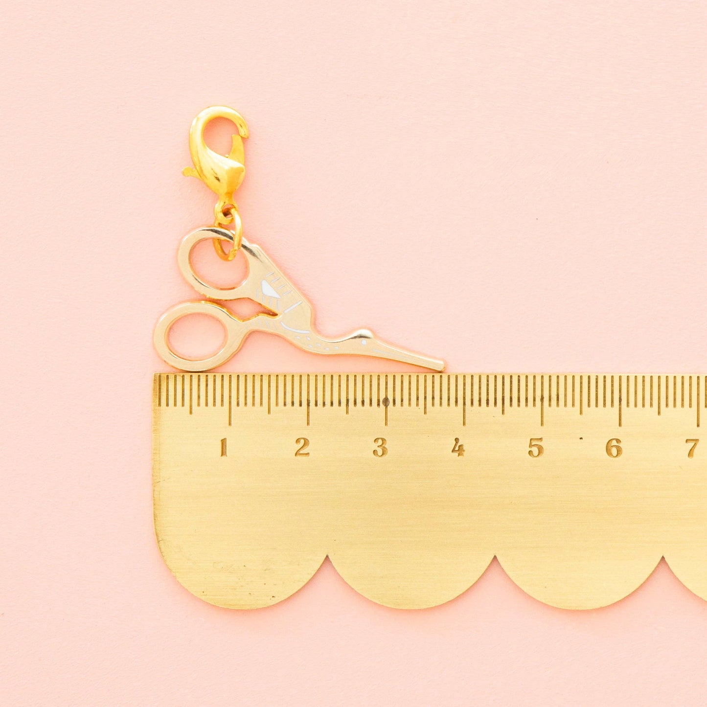 Gold Stork Embroidery Scissor Removable Zipper Charm